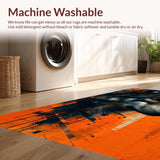 Ultra Soft Area Rug, Non Slip, Stain Resistant, Washable Area Rugs for Living Room, Bedroom, Rustic Earthy Wolf Motif(Orange)