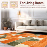 Ultra Soft Area Rug, Non Slip, Stain Resistant, Washable Area Rugs for Living Room, Bedroom, Luxurious Fluid Organic Design(Orange)