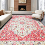 Ultra Soft Area Rug, Non Slip, Stain Resistant, Washable Area Rugs for Living Room, Bedroom, Stylish Soft Pastel Pattern(White)