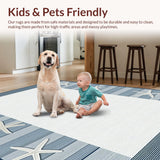 Ultra Soft Area Rug, Non Slip, Stain Resistant, Washable Area Rugs for Living Room, Bedroom, Chic Textured Oceanic Vibes(Blue)