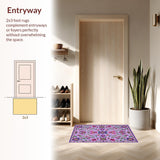 Ultra Soft Area Rug, Non Slip, Stain Resistant, Washable Area Rugs for Living Room, Bedroom, Elegant Shag Floral Motif(Purple)