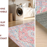 Ultra Soft Area Rug, Non Slip, Stain Resistant, Washable Area Rugs for Living Room, Bedroom, Transitional Soft Toned Artwork(Pink)