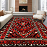 Ultra Soft Area Rug, Non Slip, Stain Resistant, Washable Area Rugs for Living Room, Bedroom, Distressed Tribal Red Dining Room Non-Slip Rug(Red)