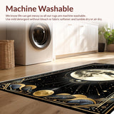 Ultra Soft Area Rug, Non Slip, Stain Resistant, Washable Area Rugs for Living Room, Bedroom, Chic Cozy Botanical Aesthetic(Gold)