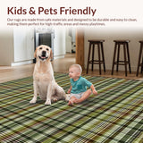 Ultra Soft Area Rug, Non Slip, Stain Resistant, Washable Area Rugs for Living Room, Bedroom, Contemporary Soft Checkered Design(Brown)