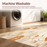 Ultra Soft Area Rug, Non Slip, Stain Resistant, Washable Area Rugs for Living Room, Bedroom, Chic Low Pile Area Featuring Abstract Floral Motifs in Warm Tones(Beige)