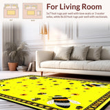 Ultra Soft Area Rug, Non Slip, Stain Resistant, Washable Area Rugs for Living Room, Bedroom, Playful Half Moon Floral Touch(Yellow)
