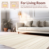 Ultra Soft Area Rug, Non Slip, Stain Resistant, Washable Area Rugs for Living Room, Bedroom, Sleek Earthy Geometric Arrangement(Beige)
