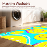 Ultra Soft Area Rug, Non Slip, Stain Resistant, Washable Area Rugs for Living Room, Bedroom, Pastel Playful Smiley Faces(Yellow)