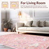 Ultra Soft Area Rug, Non Slip, Stain Resistant, Washable Area Rugs for Living Room, Bedroom, Delicate Pink Tulle Motif(Pink)