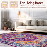 Ultra Soft Area Rug, Non Slip, Stain Resistant, Washable Area Rugs for Living Room, Bedroom, Lively Contemporary Ogee Style(Purple)