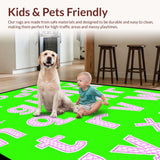Ultra Soft Area Rug, Non Slip, Stain Resistant, Washable Area Rugs for Living Room, Bedroom, Whimsical Geometric Playtime Motif(Pink)