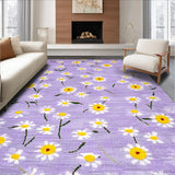 Ultra Soft Area Rug, Non Slip, Stain Resistant, Washable Area Rugs for Living Room, Bedroom, Vibrant Cheerful Floral Aesthetic(Purple)