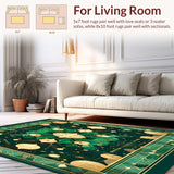 Ultra Soft Area Rug, Non Slip, Stain Resistant, Washable Area Rugs for Living Room, Bedroom, Circular Sector Anti Slip Absorbent Natural Beige with Tan Accents(Green)