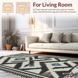 Ultra Soft Area Rug, Non Slip, Stain Resistant, Washable Area Rugs for Living Room, Bedroom, Modern Trellis Farmhouse Entryway Non-Shedding Carpet(Black)