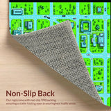 Ultra Soft Area Rug, Non Slip, Stain Resistant, Washable Area Rugs for Living Room, Bedroom, Vibrant Urban Playground Design(Green)