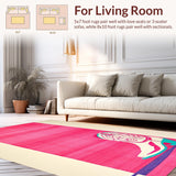 Ultra Soft Area Rug, Non Slip, Stain Resistant, Washable Area Rugs for Living Room, Bedroom, Playful Pink Disco Aesthetic Concept(Pink)
