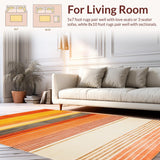 Ultra Soft Area Rug, Non Slip, Stain Resistant, Washable Area Rugs for Living Room, Bedroom, Lively Contemporary Patterned Delight(Orange)