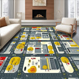 Ultra Soft Area Rug, Non Slip, Stain Resistant, Washable Area Rugs for Living Room, Bedroom, Lively City Grid Exploration Mat(Gray)