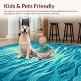 Ultra Soft Area Rug, Non Slip, Stain Resistant, Washable Area Rugs for Living Room, Bedroom, Serene Blue Aquatic Elegance(Blue)