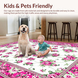 Ultra Soft Area Rug, Non Slip, Stain Resistant, Washable Area Rugs for Living Room, Bedroom, Graceful Nature-Inspired Design(White)