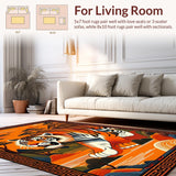 Ultra Soft Area Rug, Non Slip, Stain Resistant, Washable Area Rugs for Living Room, Bedroom, Bold Spiritual Animal Motif(Orange)