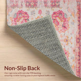 Ultra Soft Area Rug, Non Slip, Stain Resistant, Washable Area Rugs for Living Room, Bedroom, Sophisticated Classic Distressed Look(Pink)