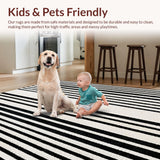 Ultra Soft Area Rug, Non Slip, Stain Resistant, Washable Area Rugs for Living Room, Bedroom, KaHouen High Contrast Striped Area Rug for Farmhouse Entrances(Black)