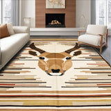 Ultra Soft Area Rug, Non Slip, Stain Resistant, Washable Area Rugs for Living Room, Bedroom, Contemporary Earthy Animal Motif(Beige)