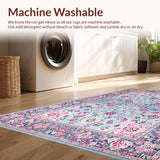 Ultra Soft Area Rug, Non Slip, Stain Resistant, Washable Area Rugs for Living Room, Bedroom, Sophisticated Whimsical Tiled Aesthetic(Blue)