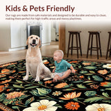 Ultra Soft Area Rug, Non Slip, Stain Resistant, Washable Area Rugs for Living Room, Bedroom, Bold Graphic Insect Illustrations(Black)