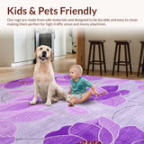 Ultra Soft Area Rug, Non Slip, Stain Resistant, Washable Area Rugs for Living Room, Bedroom, Dreamy Plush Blossom Arrangement(Purple)