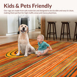 Ultra Soft Area Rug, Non Slip, Stain Resistant, Washable Area Rugs for Living Room, Bedroom, Vibrant Abstract Spiral Aesthetic(Orange)