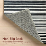 Ultra Soft Area Rug, Non Slip, Stain Resistant, Washable Area Rugs for Living Room, Bedroom, Contemporary Reversible Doormat:  Black & White Striped Carpet(Black)