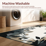 Ultra Soft Area Rug, Non Slip, Stain Resistant, Washable Area Rugs for Living Room, Bedroom, Minimalist Elegant Leaf Arrangement(Gray)