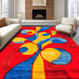 Ultra Soft Area Rug, Non Slip, Stain Resistant, Washable Area Rugs for Living Room, Bedroom, Contemporary Vibrant Twirl Motif(Red)