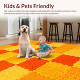 Ultra Soft Area Rug, Non Slip, Stain Resistant, Washable Area Rugs for Living Room, Bedroom, Charming Irregular Shape Accent Piece(Orange)