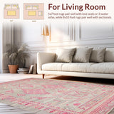 Ultra Soft Area Rug, Non Slip, Stain Resistant, Washable Area Rugs for Living Room, Bedroom, Bold Multicolored Textured Artwork(Pink)