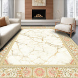 Ultra Soft Area Rug, Non Slip, Stain Resistant, Washable Area Rugs for Living Room, Bedroom, Marble Inspired Bathroom Area Beige(White)