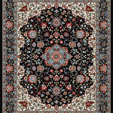 Ultra Soft Area Rug, Non Slip, Stain Resistant, Washable Area Rugs for Living Room, Bedroom, Elegant Floral Arch Arrangement(Black)