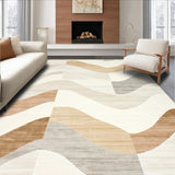 Ultra Soft Area Rug, Non Slip, Stain Resistant, Washable Area Rugs for Living Room, Bedroom, Nomad Luxe Area Featuring Abstract Chevron Waves and Earthy Neutrals(Beige)