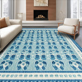 Ultra Soft Area Rug, Non Slip, Stain Resistant, Washable Area Rugs for Living Room, Bedroom, Blue Bowknot Bath Rug: Scalloped Design, Coquette Style, Cute Accent Rug(Blue)