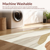 Absorbent Wave Lines Area Pair Non Slip Contemporary Runner(Beige)