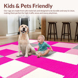 Ultra Soft Area Rug, Non Slip, Stain Resistant, Washable Area Rugs for Living Room, Bedroom, Dynamic Cozy Child's Activity Motif(Pink)