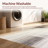 Ultra Soft Area Rug, Non Slip, Stain Resistant, Washable Area Rugs for Living Room, Bedroom, Speckled Wool Blend with Neutral Beige Palette and Abstract Linear Design(Ivory)