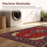 Ultra Soft Area Rug, Non Slip, Stain Resistant, Washable Area Rugs for Living Room, Bedroom, Traditional Red Dining Room Washable Area Rug(Red)