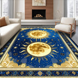Ultra Soft Area Rug, Non Slip, Stain Resistant, Washable Area Rugs for Living Room, Bedroom, Whimsical Gold and White Tiled Pattern(Blue)