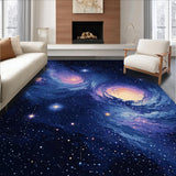 Ultra Soft Area Rug, Non Slip, Stain Resistant, Washable Area Rugs for Living Room, Bedroom, Striking Planetary Celestial Motif(Blue)