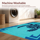 Ultra Soft Area Rug, Non Slip, Stain Resistant, Washable Area Rugs for Living Room, Bedroom, Charming Marine Animal Aesthetic(Blue)