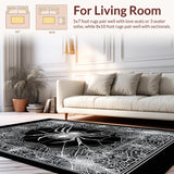 Ultra Soft Area Rug, Non Slip, Stain Resistant, Washable Area Rugs for Living Room, Bedroom, Spooky Spider Web Area Rug(Black)